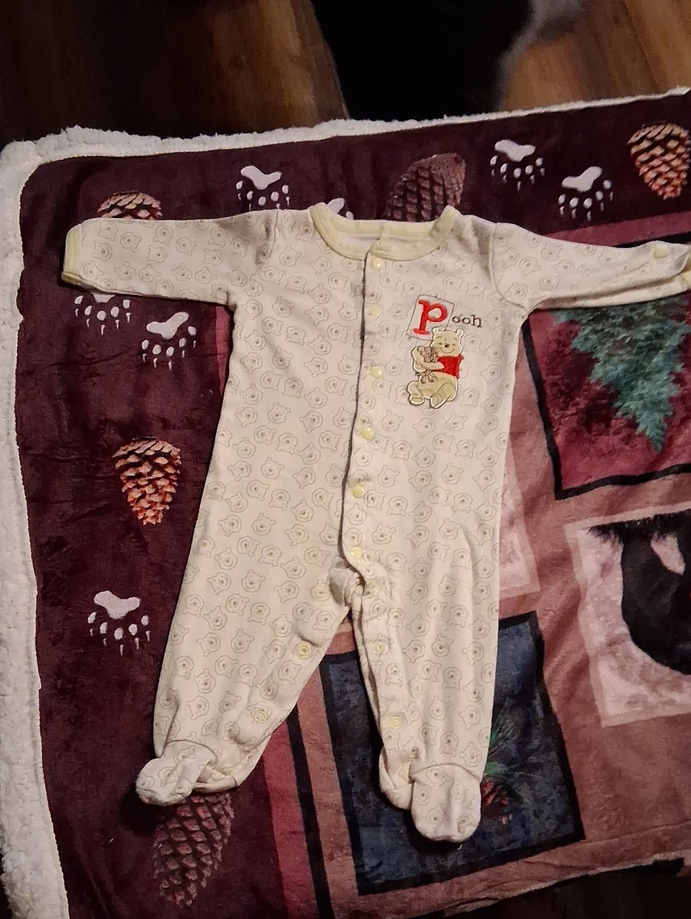 Disney Cream Winnie the Pooh Footed One-Piece